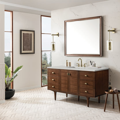 Renovate for Less Atlanta Amberly 60" Single Vanity, Mid-Century Walnut w/ 3 CM Lime Delight Top
