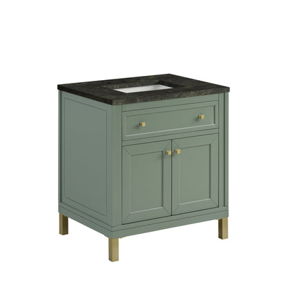 Renovate for Less Atlanta Chicago 30" Single Vanity, Smokey Celadon, w/ 3 CM Phantome Eclos Top