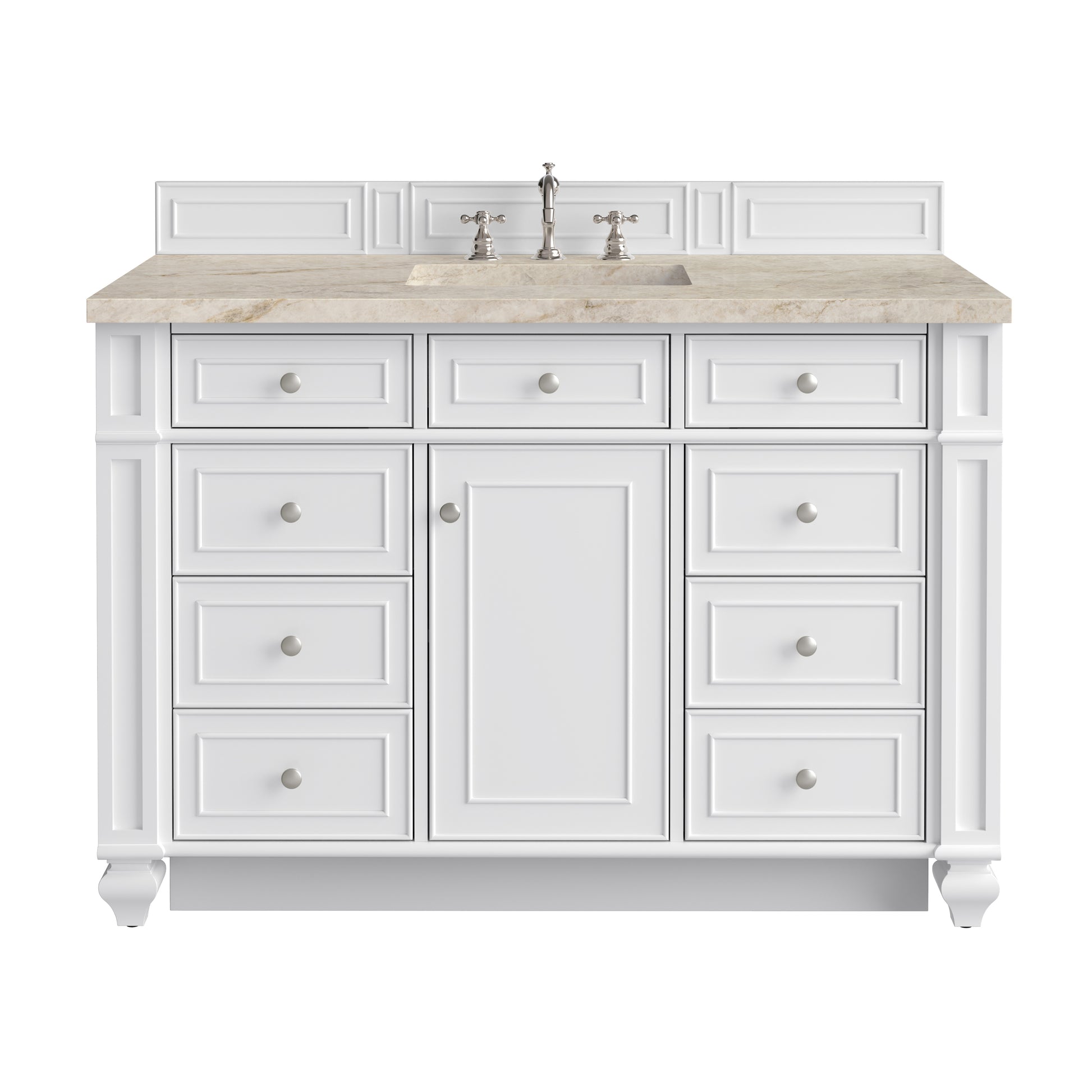 Renovate for Less Atlanta Bristol 48" Single Vanity, Bright White, w/ 3 CM Tajnar Eclos Top