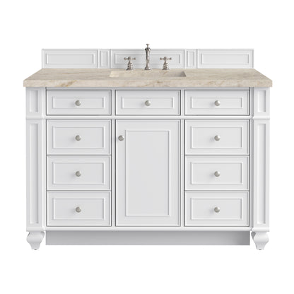Renovate for Less Atlanta Bristol 48" Single Vanity, Bright White, w/ 3 CM Tajnar Eclos Top