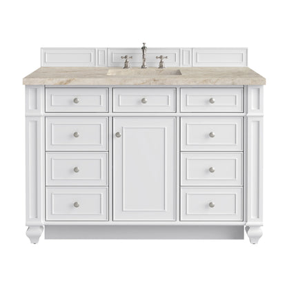 Bristol 48" Single Vanity, Bright White, w/ 3 CM Tajnar Eclos Top