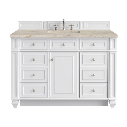Bristol 48" Single Vanity, Bright White, w/ 3 CM Tajnar Eclos Top