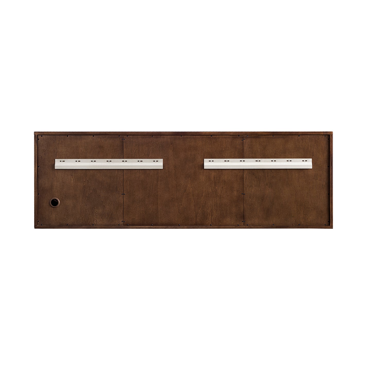 Renovate for Less Atlanta Amberly 72" Double Vanity, Mid-Century Walnut w/ Single Hole 3 CM White Zeus Top & Backsplash