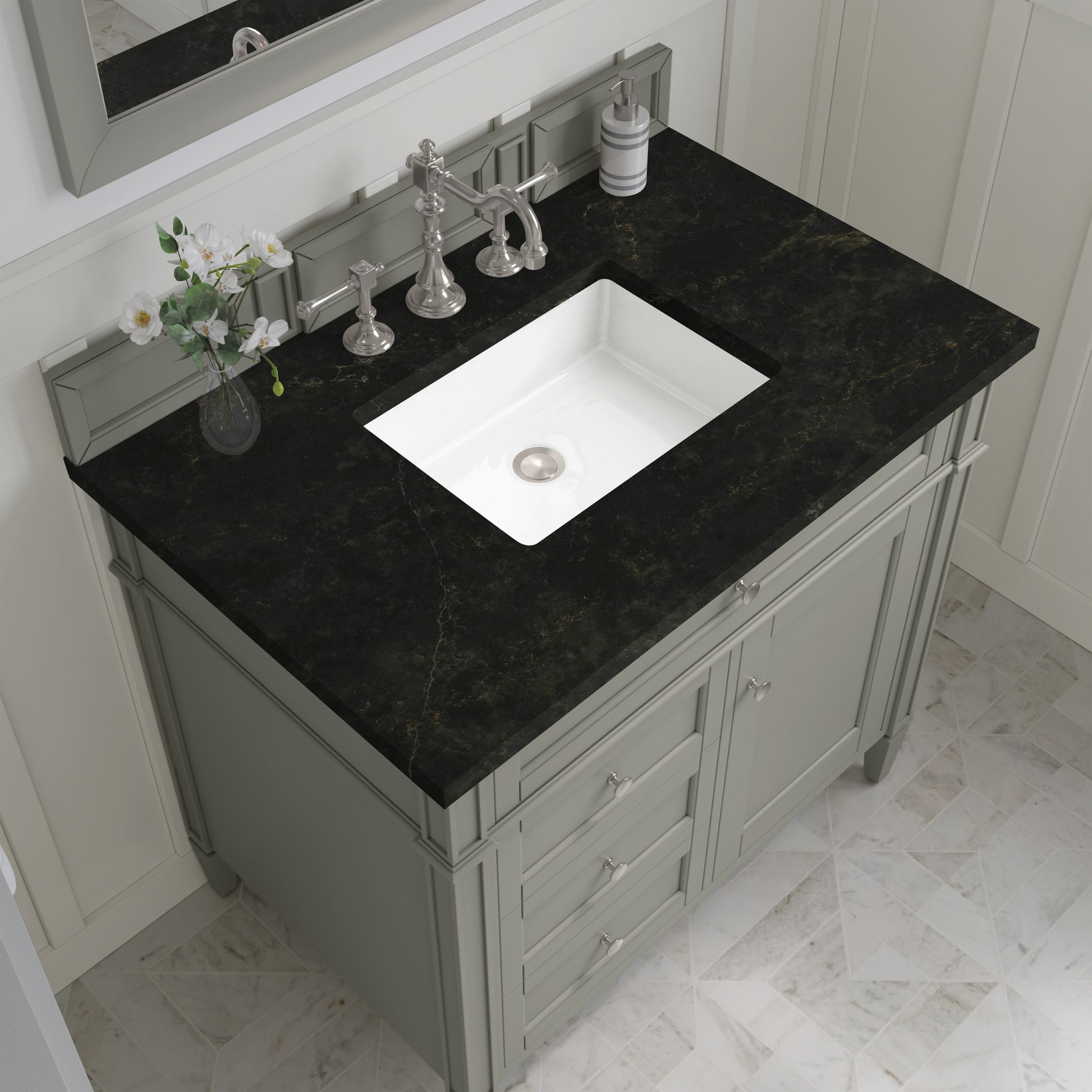 Renovate for Less Atlanta Brittany 36" Single Vanity, Urban Gray, w/ 3 CM Phantome Eclos Top