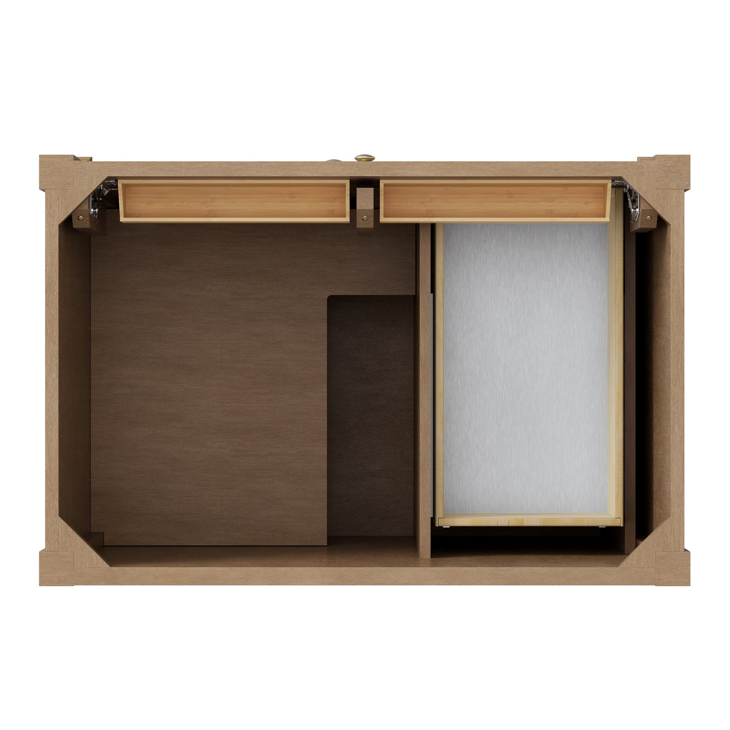 Renovate for Less Atlanta Brittany 36" Single Vanity, Pecan w/ 3 CM Tajnar Eclos Top