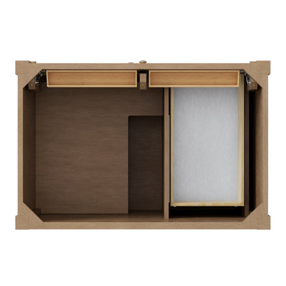 Renovate for Less Atlanta Brittany 36" Single Vanity, Pecan w/ 3 CM Carrara Marble Top