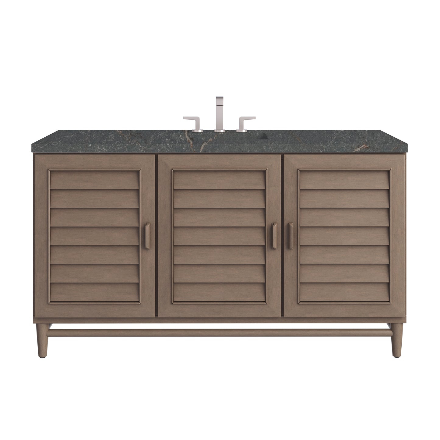 Renovate for Less Atlanta Portland 60" Single Vanity Whitewashed Walnut w/ 3 CM Parisien Bleu Silestone Top w/FreePower Wireless Charger