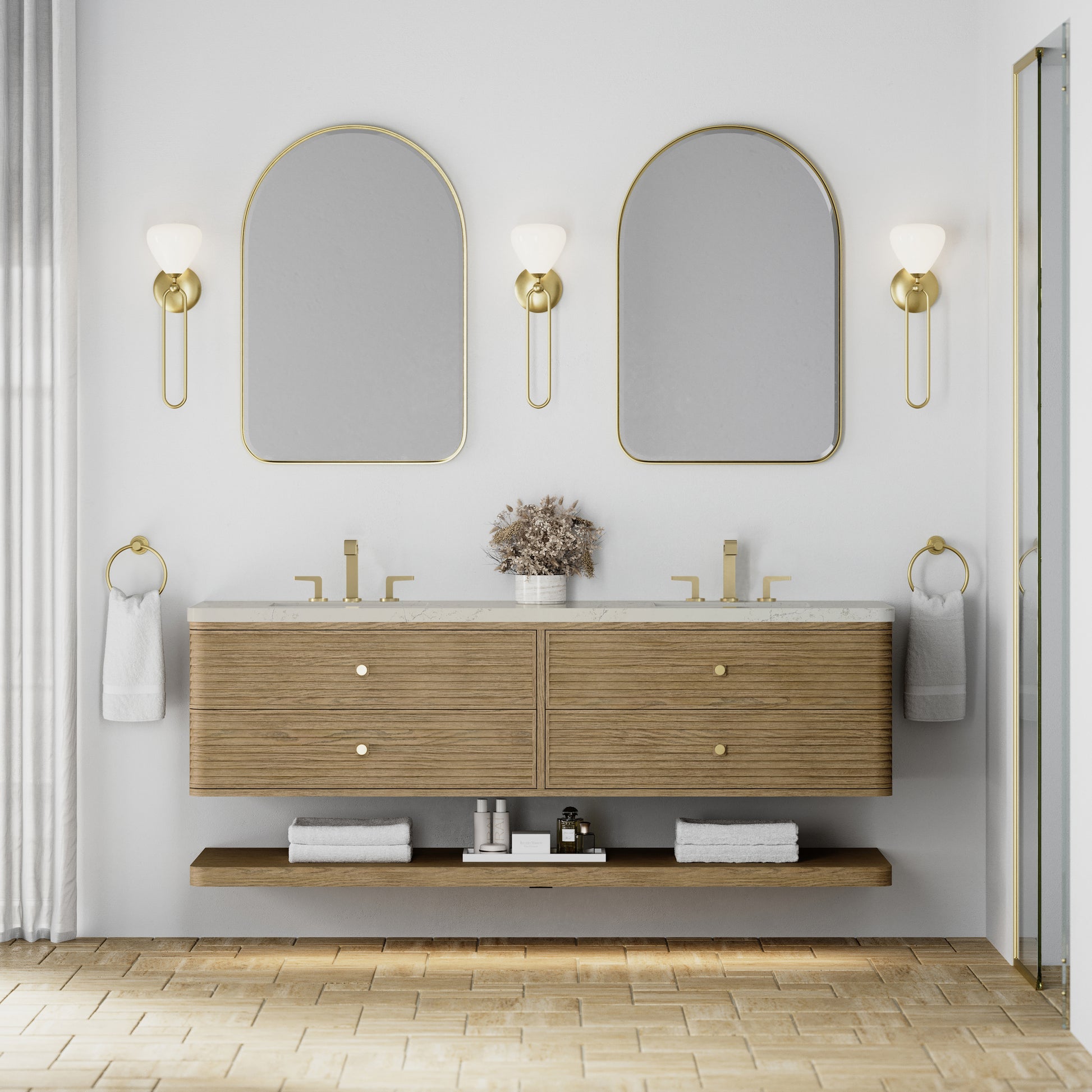 Renovate for Less Atlanta Allamari 72" Double Vanity, Dune Mist w/ 3 CM Siberian Silestone Top