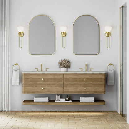 Allamari 72" Double Vanity, Dune Mist w/ 3 CM Siberian Silestone Top