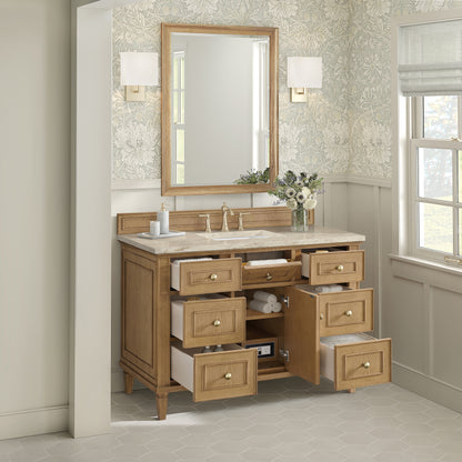 Renovate for Less Atlanta Lorelai 48" Single Vanity, Light Natural Oak, w/ 3 CM Tajnar Eclos Top