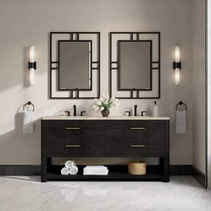 Lucian 72" Double Vanity, Carbon Oak, w/ 3 CM Tajnar Eclos Widespread Top