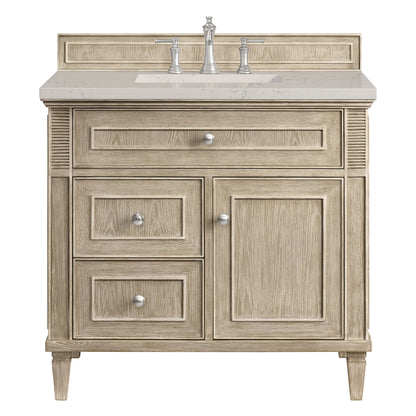 Renovate for Less Atlanta Lorelai 36" Single Vanity, Whitewashed Oak, w/ 3 CM Siberian Silestone Top