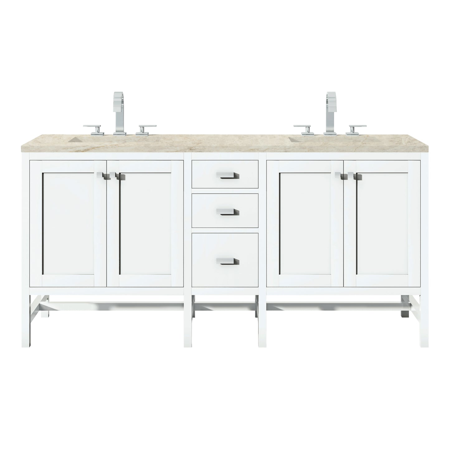 Renovate for Less Atlanta Addison 72" Double Vanity, Glossy White, w/ 3 CM Tajnar Eclos Top