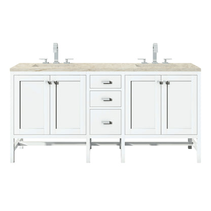 Renovate for Less Atlanta Addison 72" Double Vanity, Glossy White, w/ 3 CM Tajnar Eclos Top