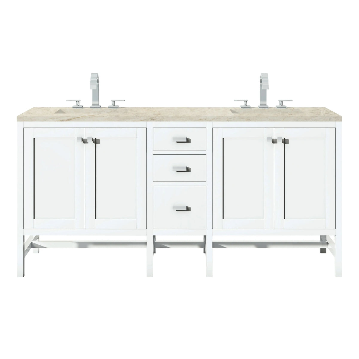 Addison 72" Double Vanity, Glossy White, w/ 3 CM Tajnar Eclos Top