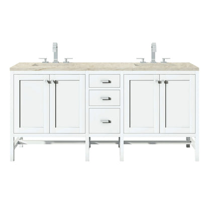 Addison 72" Double Vanity, Glossy White, w/ 3 CM Tajnar Eclos Top