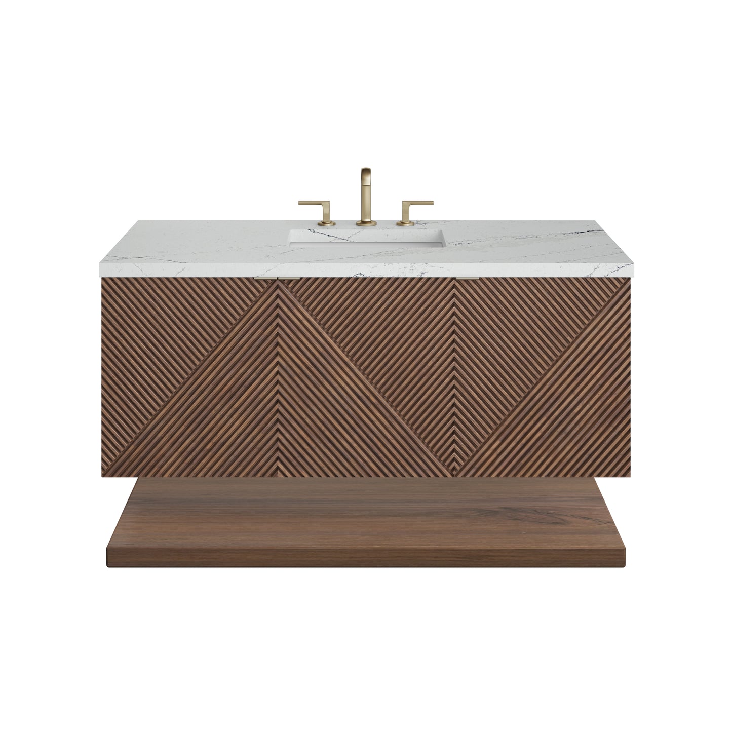 Renovate for Less Atlanta Marcello 48" Single Vanity, Chestnut w/ 3 CM Ethereal Noctis Silestone Top