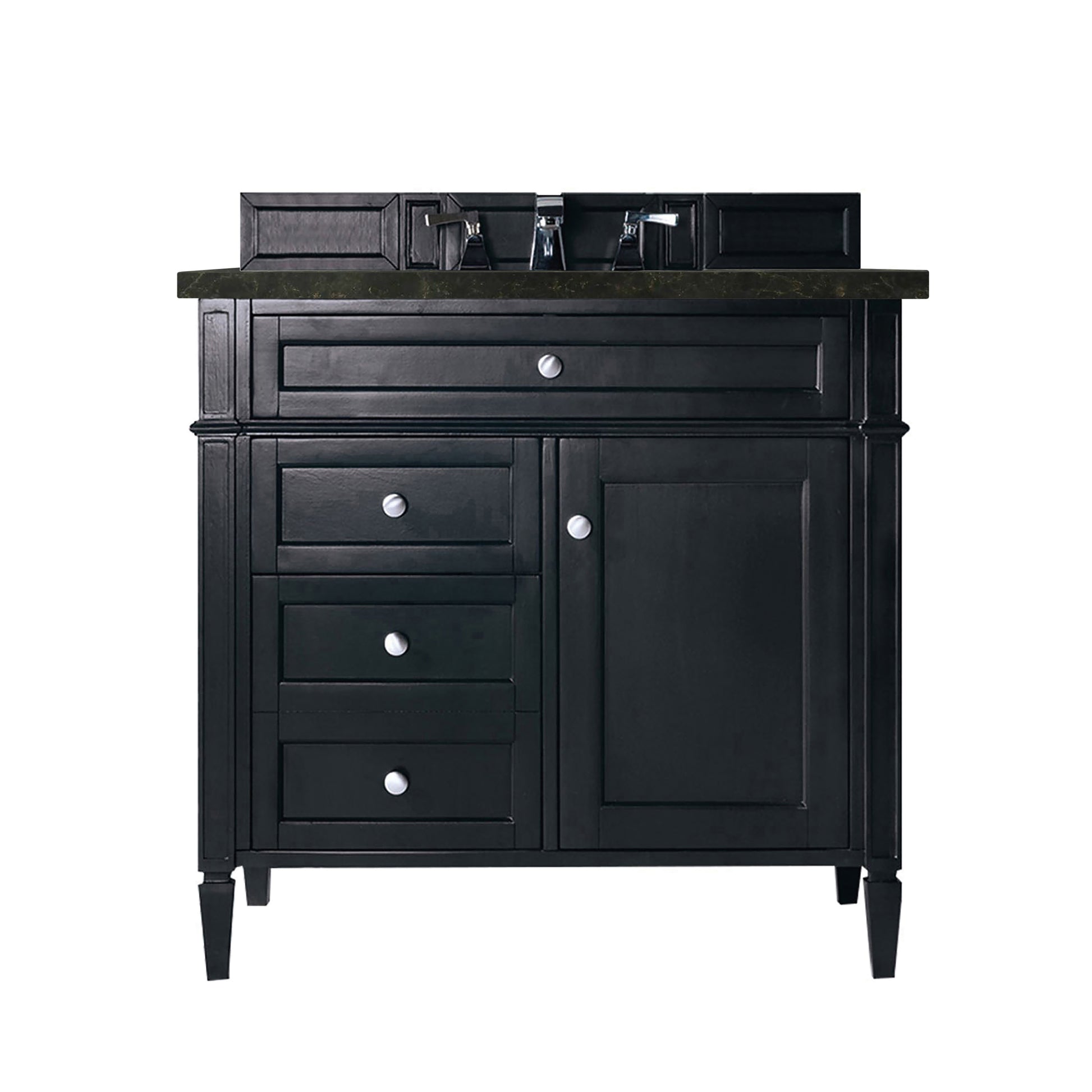 Renovate for Less Atlanta Brittany 36" Single Vanity, Black Onyx, w/ 3 CM Phantome Eclos Top