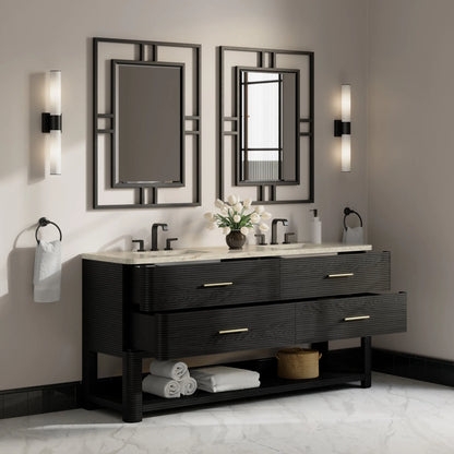 Lucian 72" Double Vanity, Carbon Oak, w/ 3 CM Tajnar Eclos Widespread Top