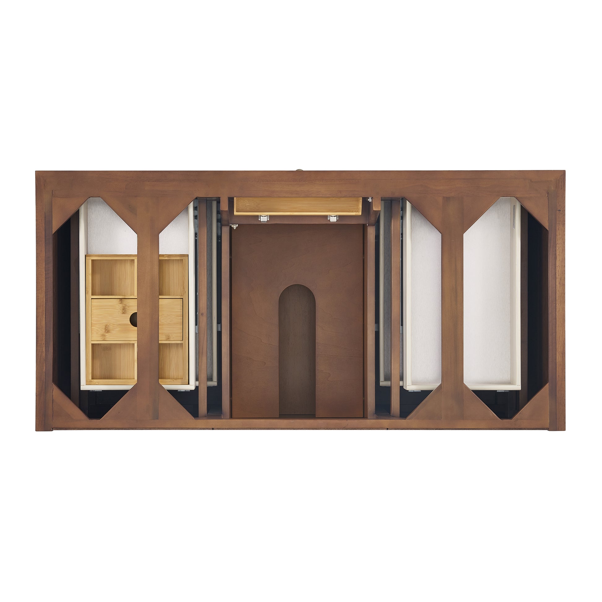 Renovate for Less Atlanta Lorelai 48" Single Vanity, Mid-Century Walnut w/ 3 CM Parisien Bleu Silestone Top