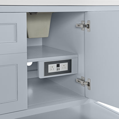 Renovate for Less Atlanta Breckenridge 60" Single Vanity, Serenity Blue, w/ 3 CM Phantome Eclos Top