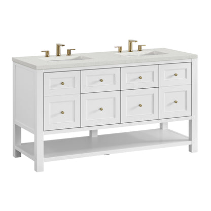 Renovate for Less Atlanta Breckenridge 60" Double Vanity, Bright White, w/ 3 CM Lime Delight Quartz Top