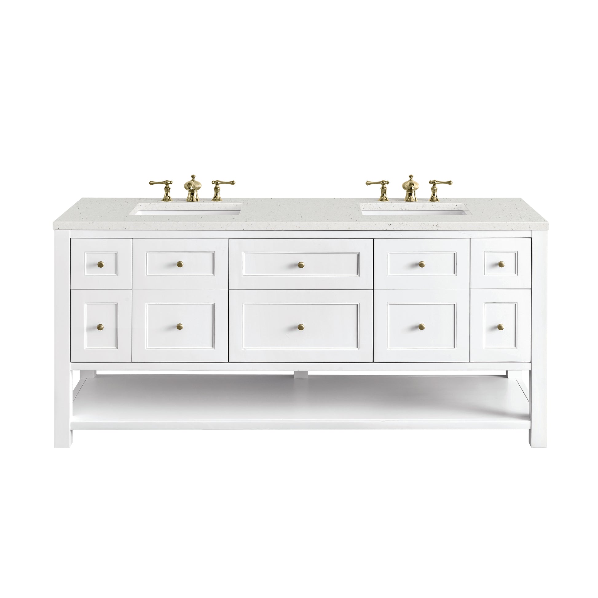 Renovate for Less Atlanta Breckenridge 72" Double Vanity, Bright White w/ 3 CM Lime Delight Top