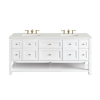 Renovate for Less Atlanta Breckenridge 72" Double Vanity, Bright White w/ 3 CM Lime Delight Top