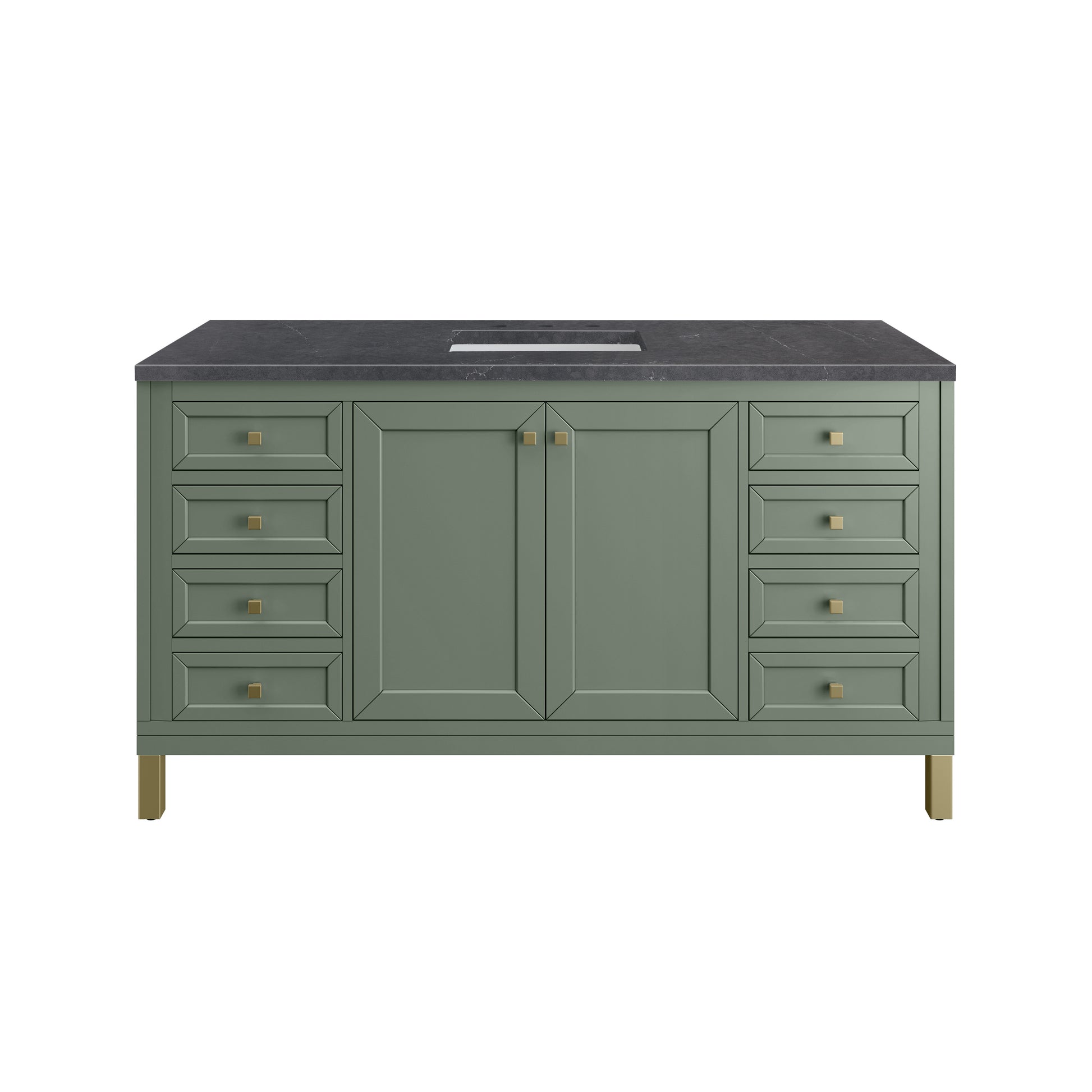 Renovate for Less Atlanta Chicago 60" Single Vanity, Smokey Celadon, w/ 3 CM Charcoal Soapstone Silestone® Top