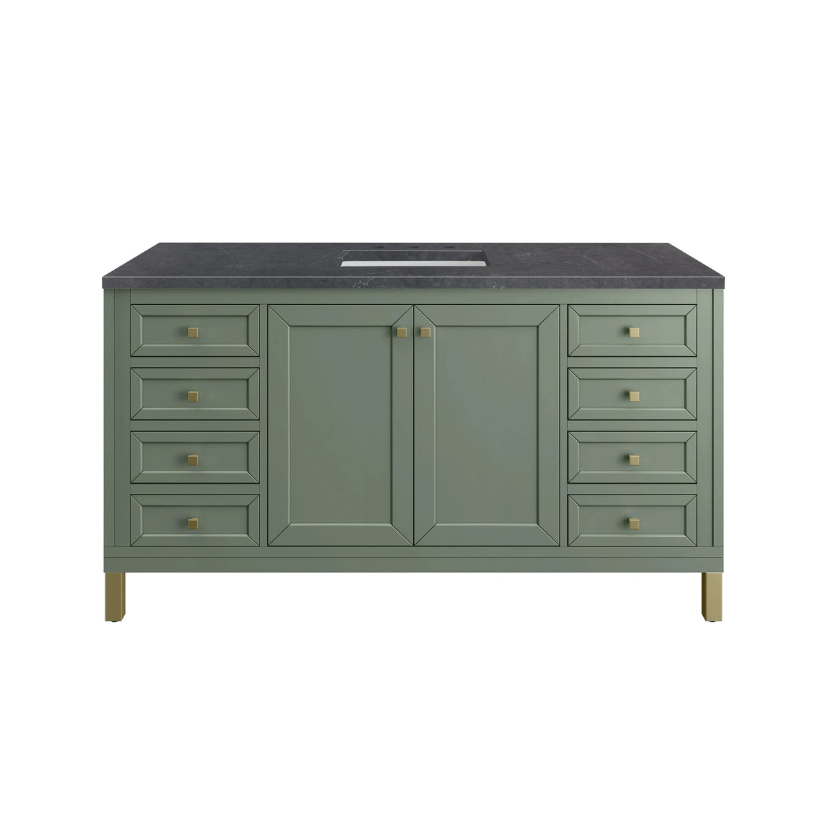 Chicago 60" Single Vanity, Smokey Celadon, w/ 3 CM Charcoal Soapstone Silestone® Top