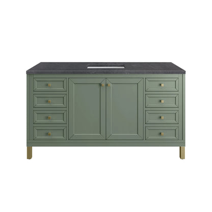 Chicago 60" Single Vanity, Smokey Celadon, w/ 3 CM Charcoal Soapstone Silestone® Top