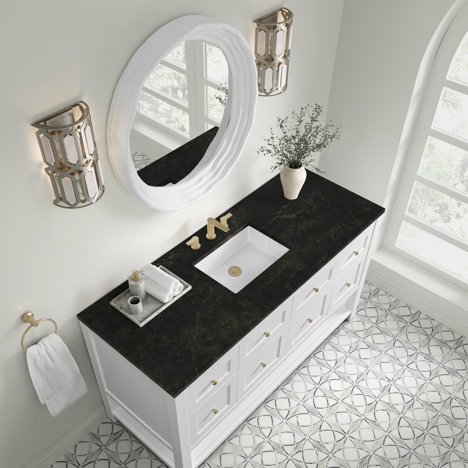 Renovate for Less Atlanta Breckenridge 60" Single Vanity, Bright White, w/ 3 CM Phantome Eclos Top
