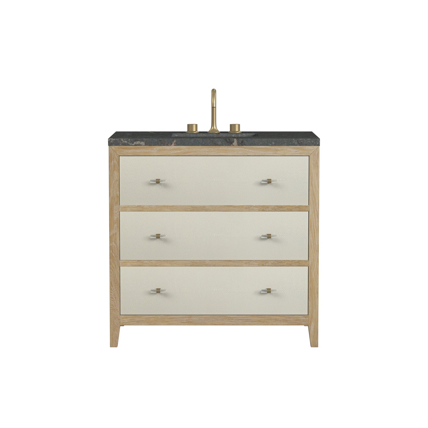 Renovate for Less Atlanta Celeste 36" Single Vanity, Sunwashed Oak with Embossed Shagreen w/ 3 CM Parisien Bleu Silestone Top