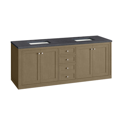 Renovate for Less Atlanta Chicago 72" Double Vanity, Walnut Whisper, w/ 3 CM Charcoal Soapstone Silestone® Top