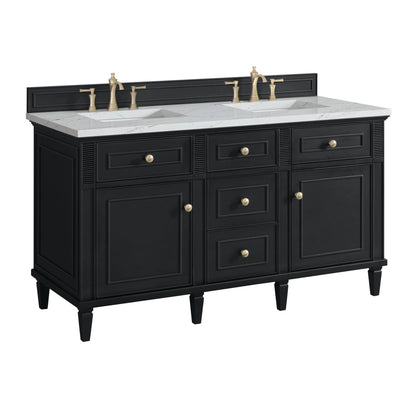 Lorelai 60" Double Vanity, Black Onyx w/ 3 CM Ethereal Noctis Silestone Top w/FreePower Wireless Charger