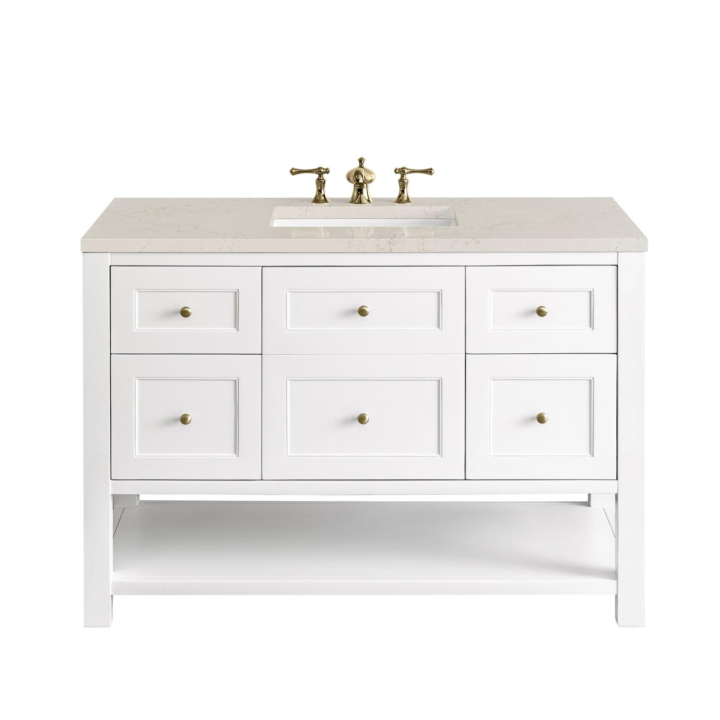 Renovate for Less Atlanta Breckenridge 48" Single Vanity, Bright White, w/ 3 CM Siberian Silestone Top
