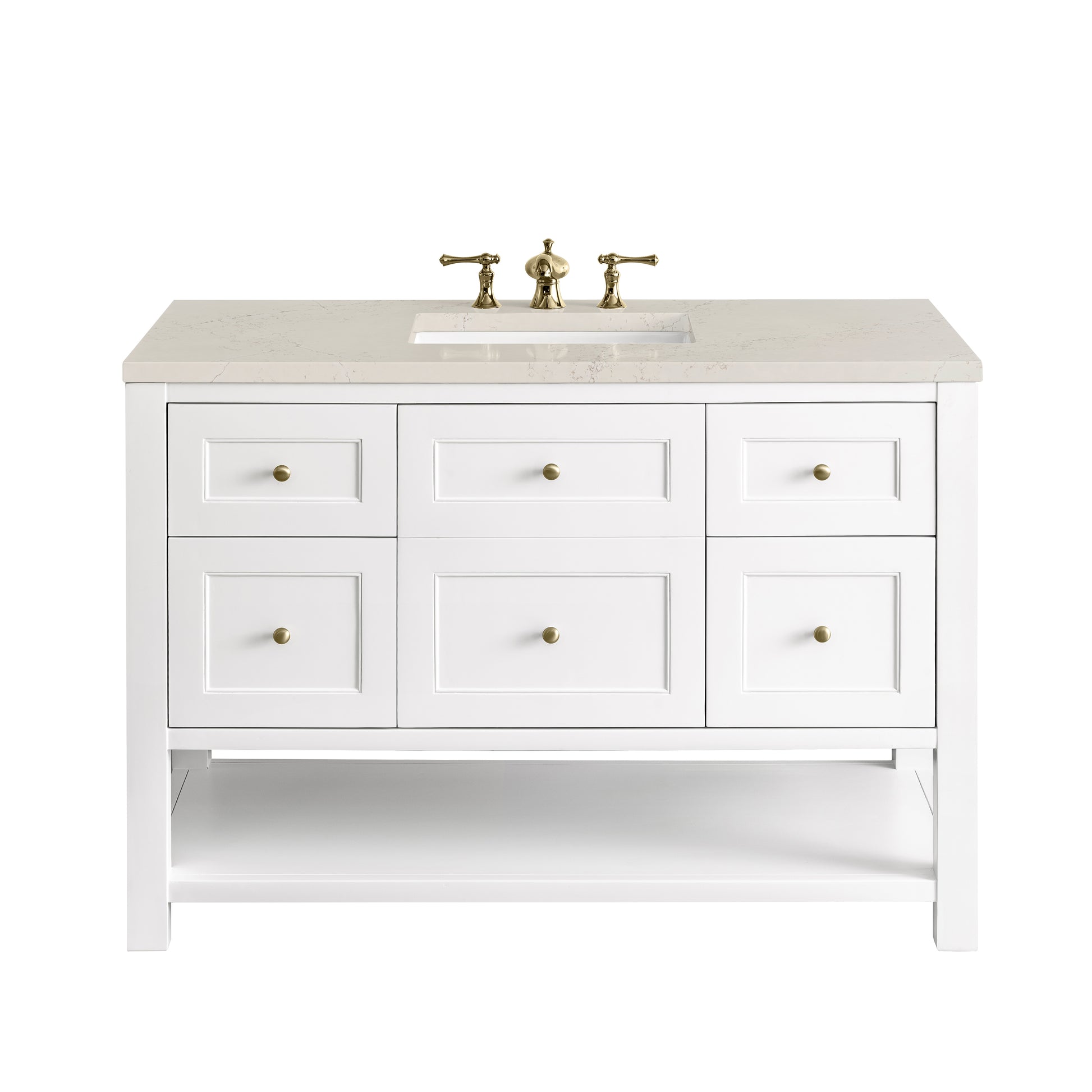 Renovate for Less Atlanta Breckenridge 48" Single Vanity, Bright White, w/ 3 CM Siberian Silestone Top