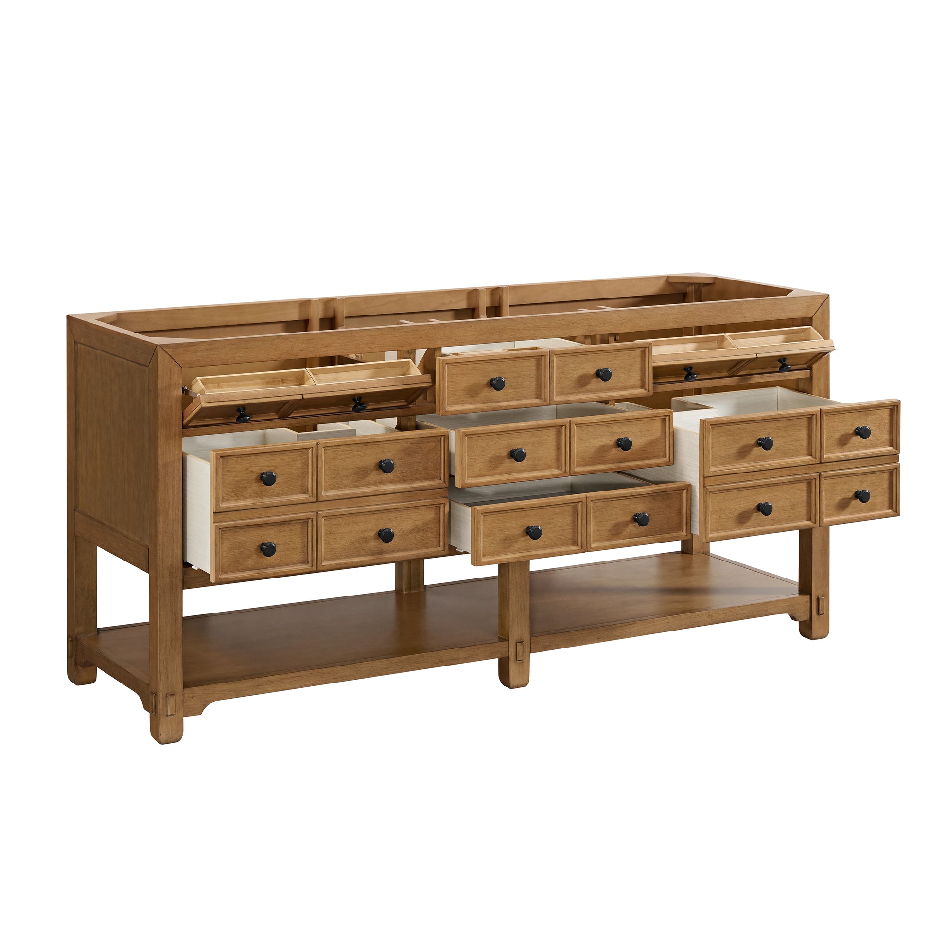 Renovate for Less Atlanta Malibu 72" Double Vanity, Amber Birch, w/ 3 CM Tajnar Eclos Top