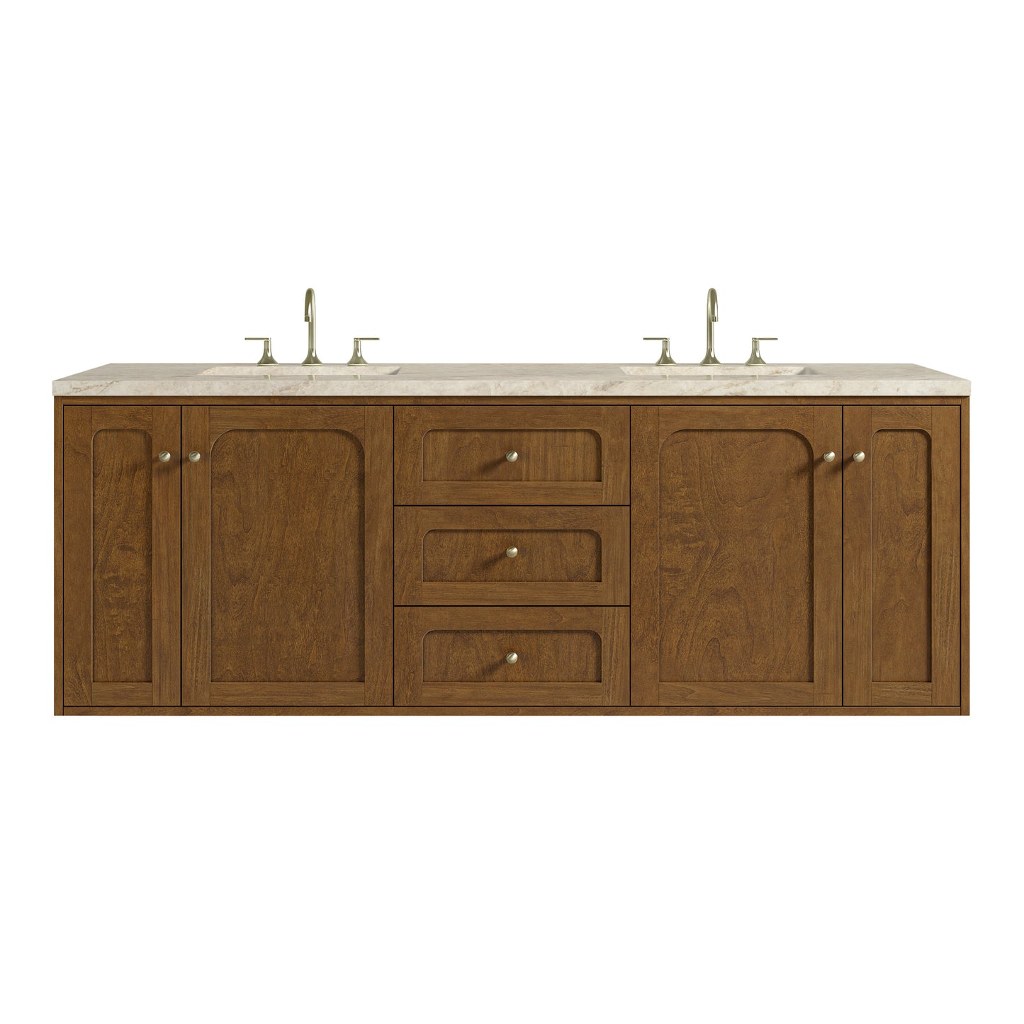 Renovate for Less Atlanta Laurent 72" Double Vanity, Honey Oak w/ 3 CM Tajnar Eclos Top
