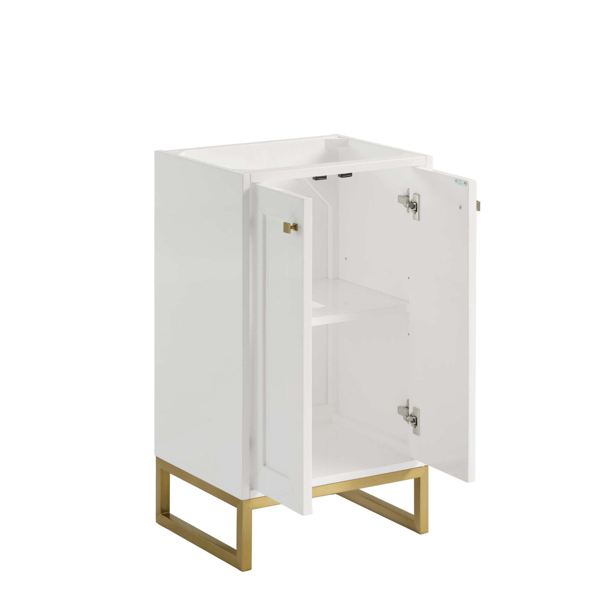 Renovate for Less Atlanta Chianti 20" Single Cabinet, Glossy White, Champagne Brass