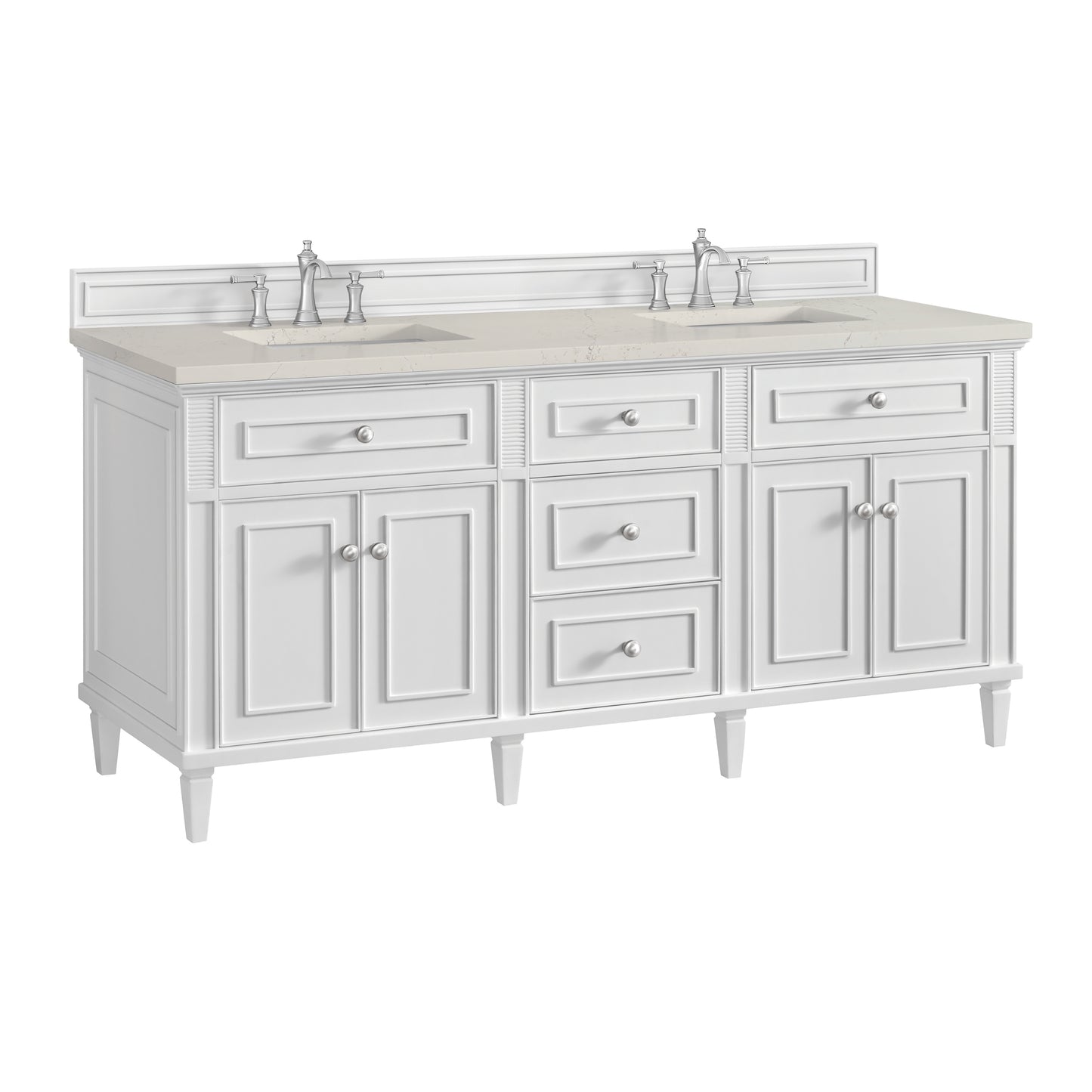 Renovate for Less Atlanta Lorelai 72" Double Vanity, Bright White, w/ 3 CM Siberian Silestone Top