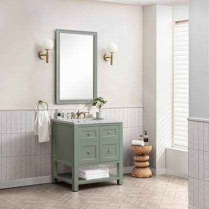Renovate for Less Atlanta Breckenridge 30" Single Vanity, Smokey Celadon w/ 3 CM Eternal Jasmine Pearl Top