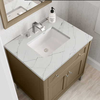 Renovate for Less Atlanta Chicago 30" Single Vanity, Walnut Whisper, w/ 3 CM Ethereal Noctis Silestone® Top