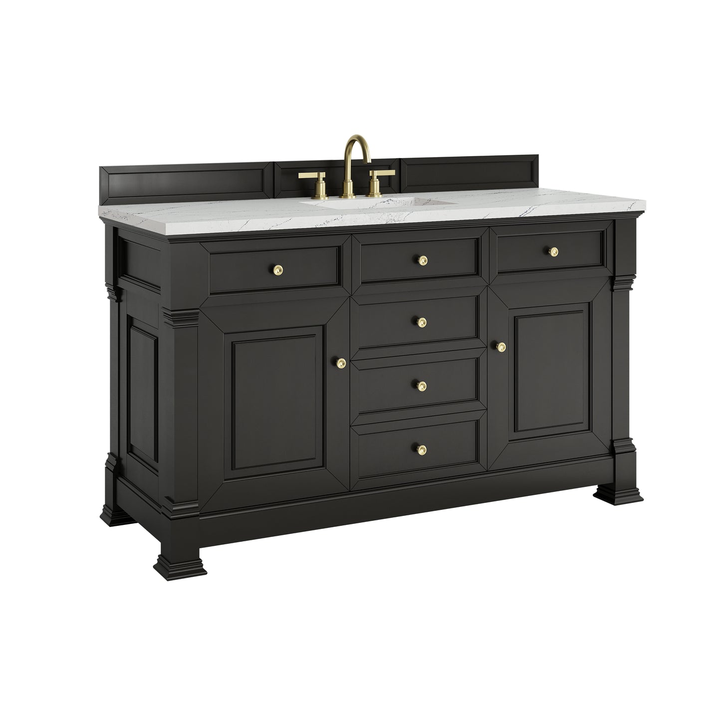 Renovate for Less Atlanta Brookfield 60" Single Vanity, Black Onyx w/ 3 CM Ethereal Noctis Silestone Top
