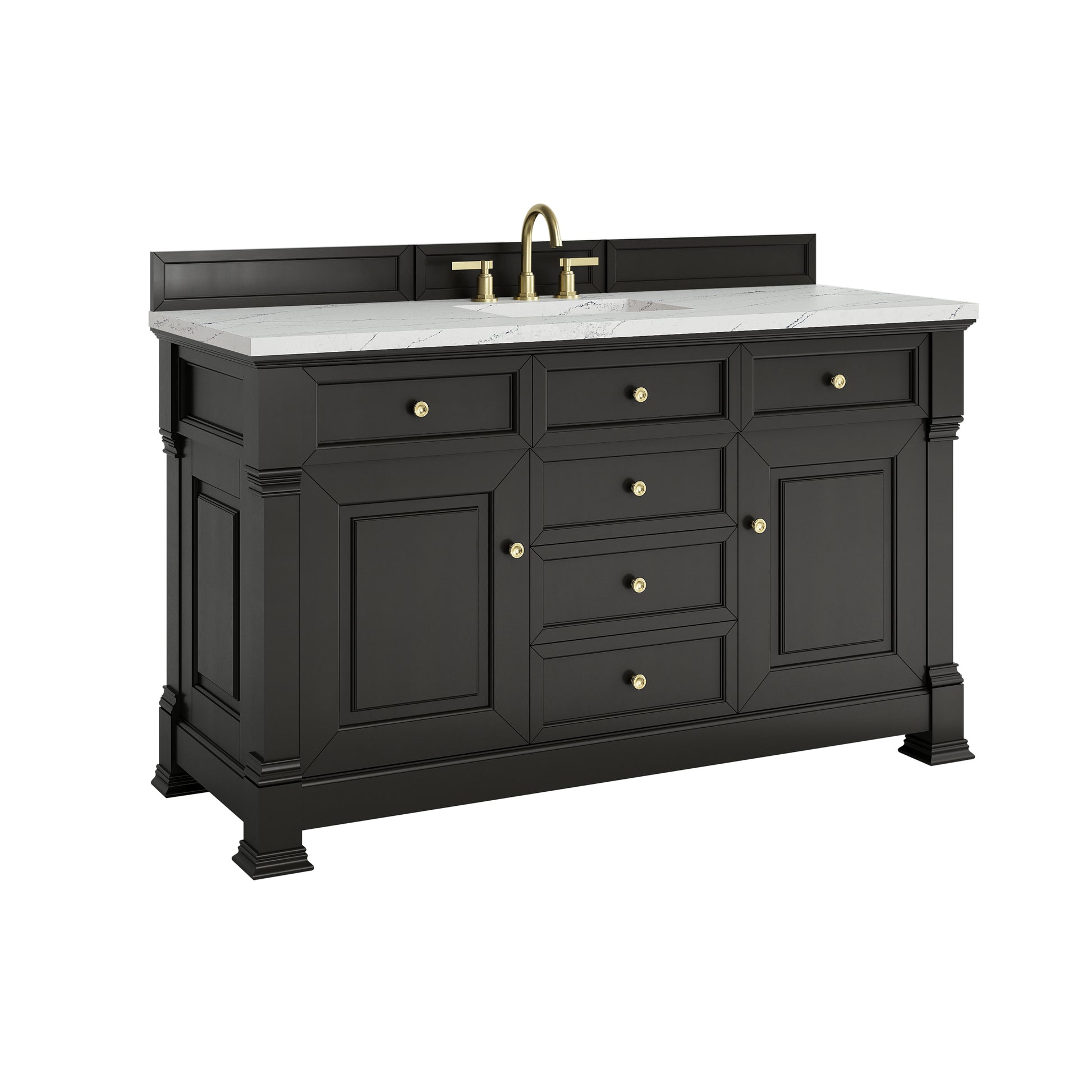 Renovate for Less Atlanta Brookfield 60" Single Vanity, Black Onyx w/ 3 CM Ethereal Noctis Silestone Top
