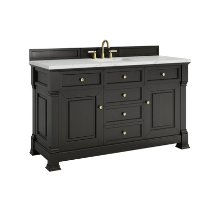 Renovate for Less Atlanta Brookfield 60" Single Vanity, Black Onyx w/ 3 CM Ethereal Noctis Silestone Top