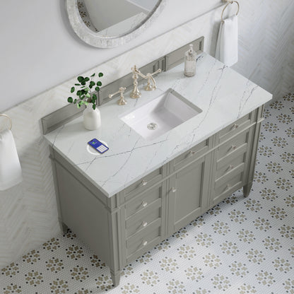 Renovate for Less Atlanta Brittany 48" Single Vanity, Urban Gray w/ 3 CM Ethereal Noctis Silestone Top w/FreePower Wireless Charger