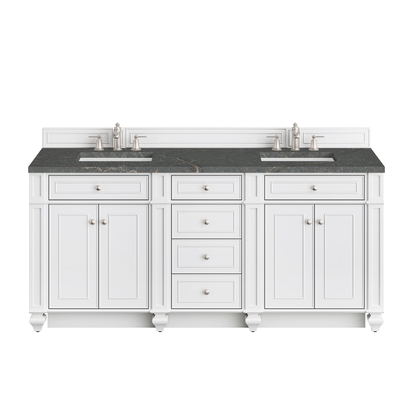 Renovate for Less Atlanta Bristol 72" Double Vanity, Bright White w/ 3 CM Parisien Bleu Silestone Top