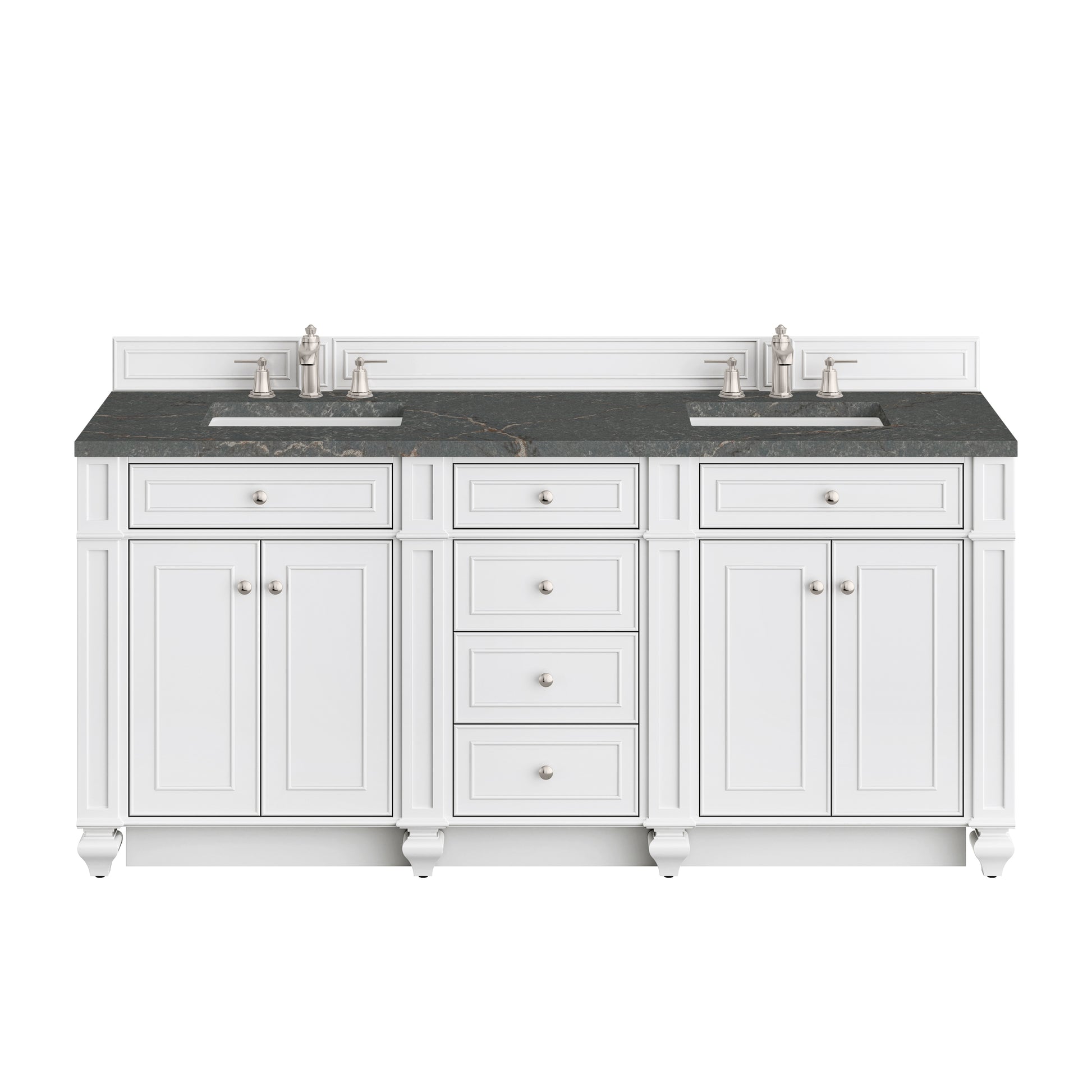 Renovate for Less Atlanta Bristol 72" Double Vanity, Bright White w/ 3 CM Parisien Bleu Silestone Top