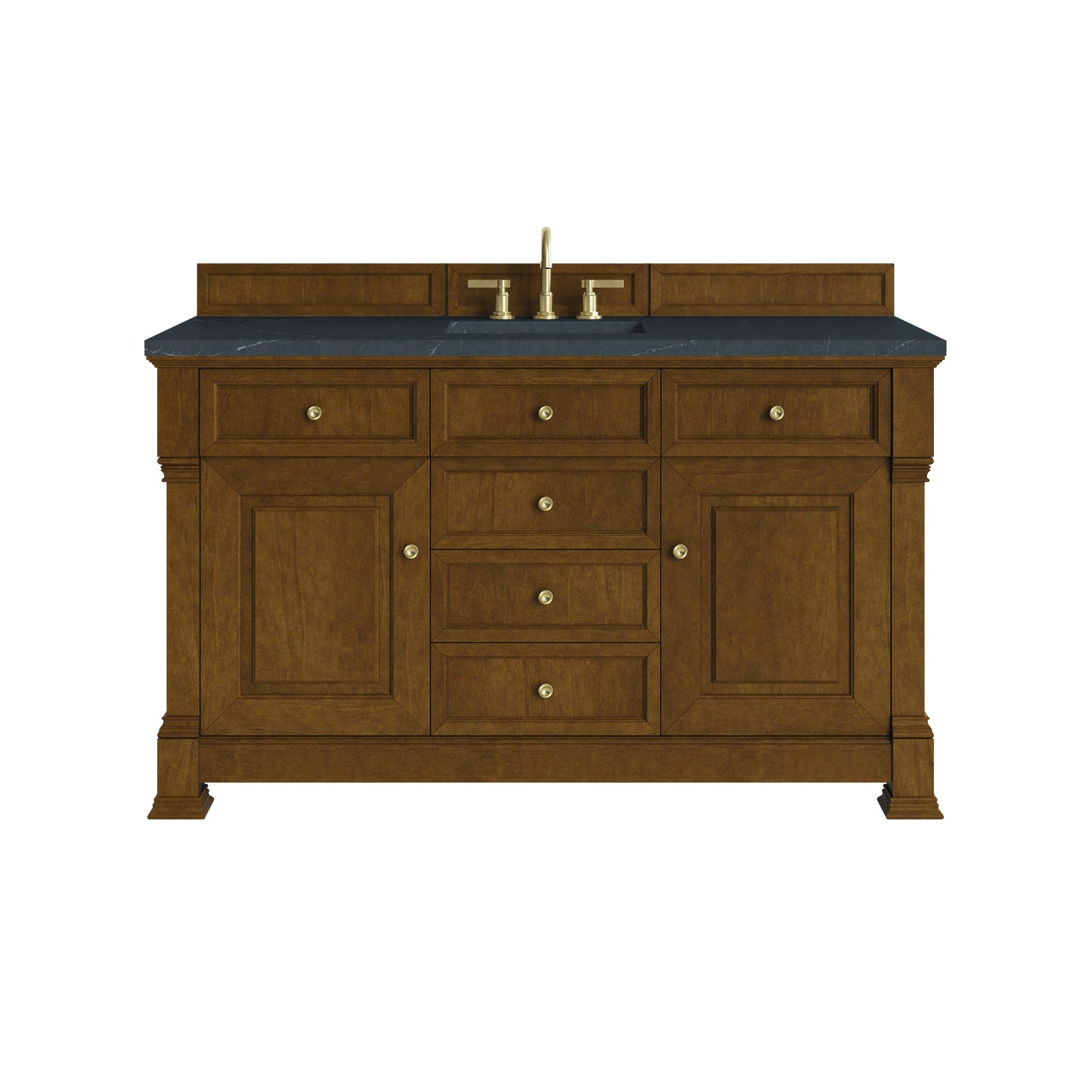 Renovate for Less Atlanta Brookfield 60" Single Vanity, Honey Oak w/3 CM Charcoal Soapstone Silestone Top